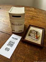 Royal Doulton Bunnykins bank, woven picture, MaxSold tag