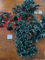 Overview of all five bundled light strands on table