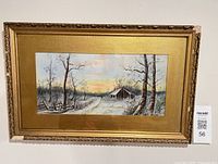 Front view of framed pastel winter landscape