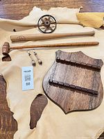 Group shot of all six wooden items