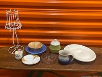 Group shot of all nine items arranged on wooden surface