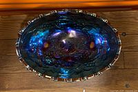 Top view showing entire oval bowl and pattern