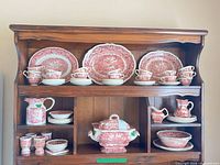 full set on hutch shelves showing quantity and assortment