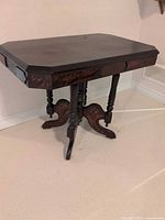 Full view of Eastlake pedestal table front and top