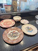 Group shot showing all five china pieces