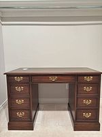 Front view showing full desk and drawer arrangement