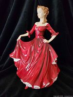 Front view of Royal Doulton Kate figurine showing dress detail