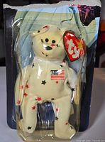 Front view of sealed Glory the Bear blister package showing bear and Ty tag