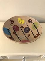 Top view showing abstract multicolour design in bowl interior