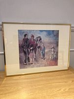 Full view of framed print on table