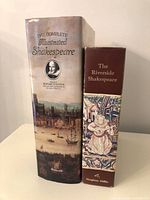 Spine view of both Shakespeare hardcovers side by side
