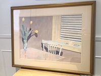 Front view of framed still life print