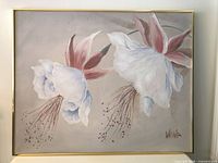 Full view of framed Lee Reynolds floral painting