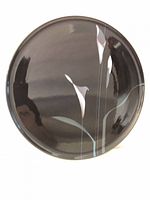 Front view of black plate with floral design