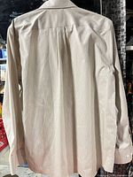 Back view of beige grid check Eddie Bauer shirt