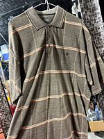 Front view of Knights Sportswear striped polo shirt