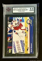 Front view of encapsulated Alexei Kovalev Young Guns card with KSA 8.5 label