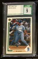 Front of CSG-slabbed 1991 Upper Deck Bo Jackson #545 card showing grade label