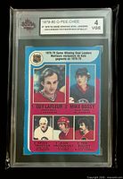 Front of graded hockey card showing player images and KSA grade label