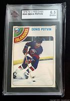 Front of KSA-slabbed Denis Potvin card showing grade label 6.5 ENM+