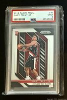 Front view of encased Gary Trent Jr. 2018 Panini Prizm #71 PSA graded 9 Mint card