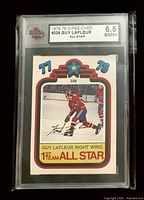 Front of graded Guy Lafleur card with KSA 6.5 label