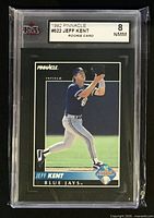 Front of KSA-slabbed 1992 Pinnacle #522 Jeff Kent rookie card showing image and grade label