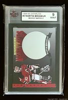 Front of KSA-slabbed Martin Brodeur Masked Marvels card showing grade label 9 Mint