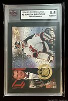 Front view of graded Martin Brodeur Fleer Ultra Award Winner #2 card in KSA slab