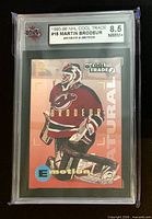 Front view of KSA slab showing Martin Brodeur card and 8.5 grade label