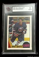 Front of KSA-slabbed 1987-88 O-Pee-Chee Mike Bossy card showing grade label