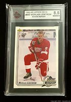 Front of KSA-slabbed Nicklas Lidstrom Rookie Report card showing grade label and card front