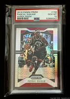 Front of PSA-slabbed Pascal Siakam Hyper Prizm card showing grade label