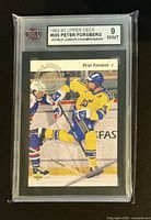 Front of graded card showing Forsberg image, KSA label with grade 9