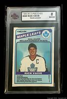 Front of KSA-slabbed Rick Vaive 1984-85 O-Pee-Chee #368 card showing grade label