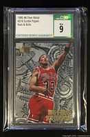 Front of graded Scottie Pippen Fleer Metal card in CSG slab showing label and Mint 9 grade