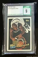 Front of graded Shaquille O'Neal Topps card showing CSG Mint 9 label