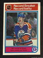 Front of Gretzky Record Breaker card showing image, card number header