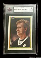 Front of KSA-slabbed Wayne Gretzky Bowman #143 card showing player image and grade label