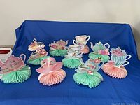 All nine honeycomb centerpieces displayed