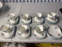 full tea set laid out on table
