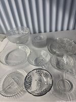 Group shot of all mixed crystal and glass plates and bowls