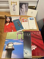 All nine printed Swarovski materials displayed on table