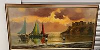 Full view of framed seascape painting