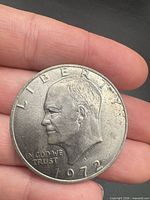 Obverse of 1972 Eisenhower dollar showing Liberty inscription, Eisenhower profile, date