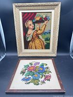 Both framed needlepoints, full view