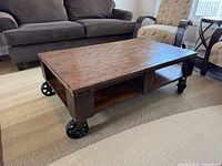 Full view of top, casters and shelf