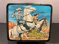 Front panel of 1980 Lone Ranger metal lunch box