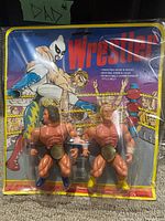 Front view of sealed wrestler action figure two-pack on card