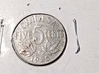 Full view of 1935 Canada 5-cent coin reverse